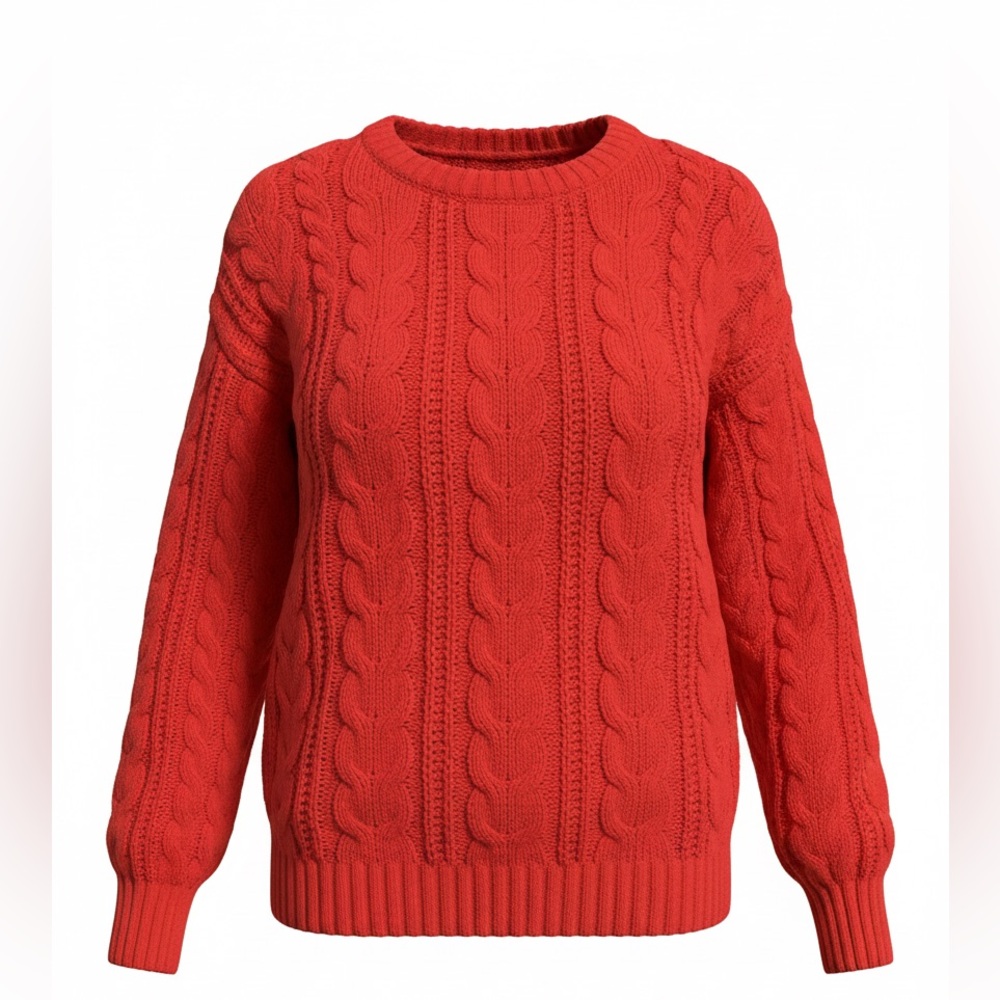 SO Women's Vibrant Red Cable Knit Sweater